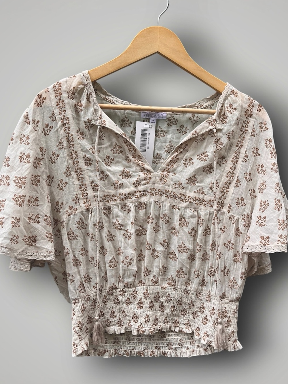 NWT Patrons of Peace Boho Floral Lace Blouse